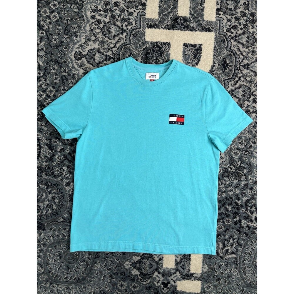 Tommy Hilfiger- Mens Size Large Teal T-Shirt With Badge Logo
